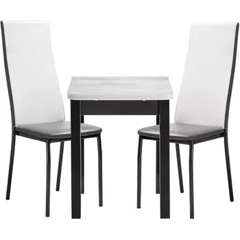 Обеденная группа Woodville Блавир белый полимер / серый полимер / метрополитан грей / черный 517035