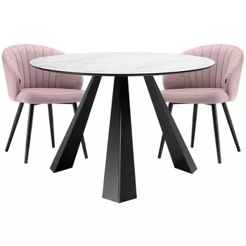 Обеденная группа Woodville Брееил velutto 3 / белый мрамор / черный 514827