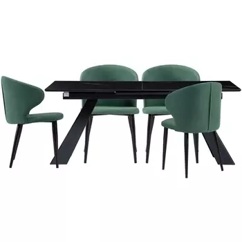 Обеденная группа Woodville Денлиан катания изумруд / обсидиан / черный 518717