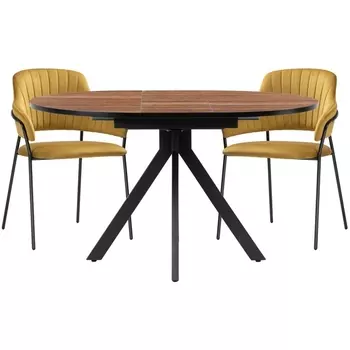 Обеденная группа Woodville Ирта дерево / желтый / черный глянец 513079