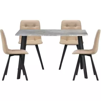 Обеденная группа Notta Эделин бежевый / бетон / черный матовый 523446