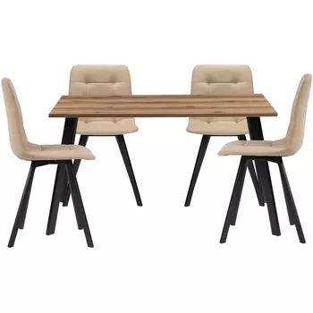 Обеденная группа Notta Эделин бежевый / дуб делано темный / черный матовый 524323