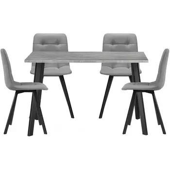 Обеденная группа Woodville Эделин (Металл/Велюр, Черный/Серый) 524297