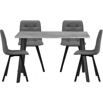 Обеденная группа Woodville Эделин темно-серый / бетон / черный матовый 524317