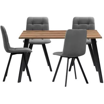 Обеденная группа Notta Эделин темно-серый / дуб делано темный / черный матовый 524325