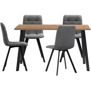 Обеденная группа Notta Эделин темно-серый / дуб вотан / черный матовый 524321