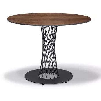 Обеденный стол из HPL круглый ?100см, цвет дуб, каркас черный 4SIS Диего RC3050-R100-SHT-TU3-1