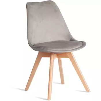Обеденный стул Tetchair TULIP (Дерево,Пластик,Вельвет/Светло-серый)