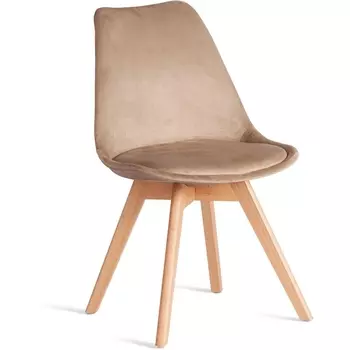 Обеденный стул Tetchair TULIP (Дерево,Пластик,Вельвет/Бежевый)