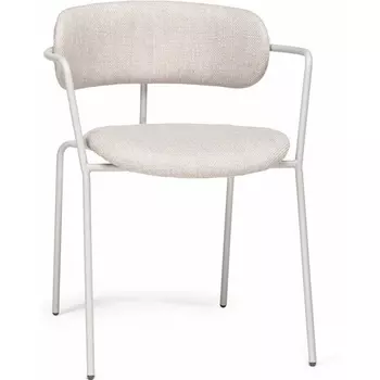 Обеденный стул Woodville Маки бежевый / серый матовый (Металл, Рогожка/Белый, Бежевый/Бежевый, Белый) арт.610747