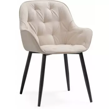 Обеденный стул Woodville Олму бежевый / черный (велюр) арт.607898