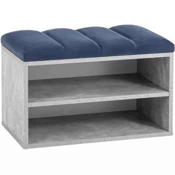 Обувница Хольст серая велюр синий УТ000036856 Stool Group