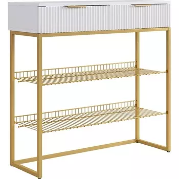 Обувница Классная 1 Mebelson (ЛДСП,Металл/Светлое дерево,Белый,Золотой) арт.172188,3326