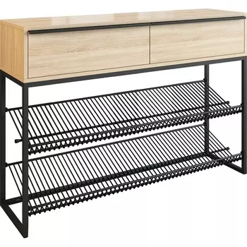 Обувница Крафт 2, цвет черный муар/дуб сонома Mebelson (арт.LMN-02.1797)