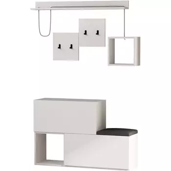 Обувница с вешалкой для одежды HOLDON HANGER (Дерево/Белый) LEVE