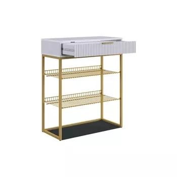 Обувница Вельвет Mebelson (ЛДСП,МДФ,Металл/Светлое дерево,Белый,Золотой) арт.173128,3326