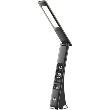 Офисная настольная лампа светодиодная с выключателем часами и календарем зарядка от USB TLD-567 Black/LED/300Lm/4500K/Dimmer Uniel