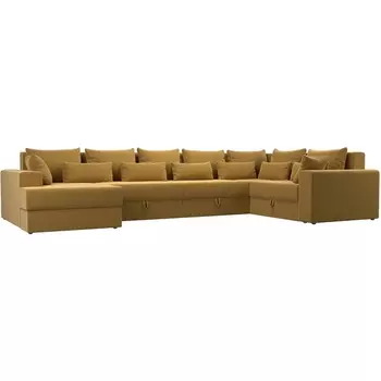 П-образный диван Майами оттоманка слева (микровельвет желтый, подушки микровельвет ЖЕЛ/жел/жел) Лига Диванов 114833L