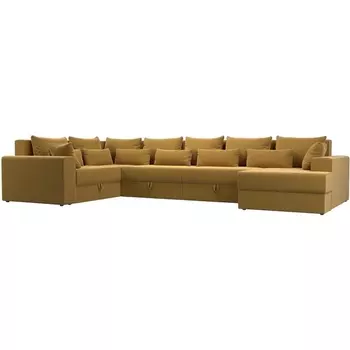 П-образный диван Майами оттоманка справа (микровельвет желтый, подушки микровельвет ЖЕЛ/жел/жел) Лига Диванов 114833