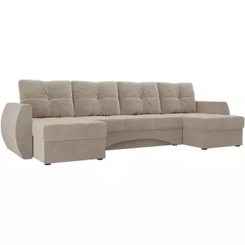 П-образный диван Сатурн (велюр бежевый) Лига Диванов 100978