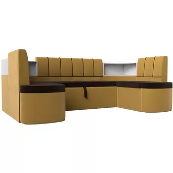 П-образный диван Тефида (основа микровельвет коричневый, компаньон микровельвет бежевый) Лига Диванов 114214