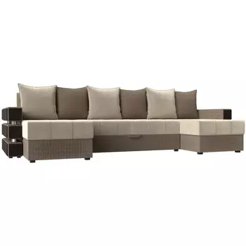 П-образный диван Венеция (Рогожка,Микровельвет/Бежевый) Лига Диванов 120440