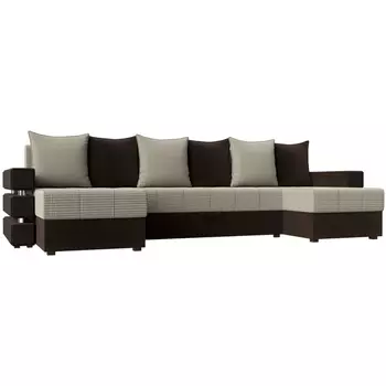 П-образный диван Венеция (Рогожка,Микровельвет/Бежевый) Лига Диванов 120441