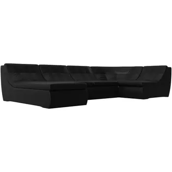 П-образный модульный диван Холидей (экокожа черная) Лига Диванов 101864