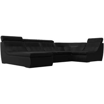 П-образный модульный диван Холидей Люкс (экокожа черная) Лига Диванов 105600