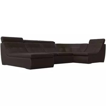 П-образный модульный диван Холидей Люкс (экокожа коричневая) Лига Диванов 105599