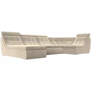П-образный модульный диван Холидей Люкс (микровельвет бежевый) Лига Диванов 105586