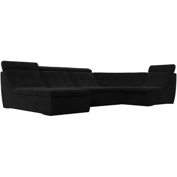 П-образный модульный диван Холидей Люкс (микровельвет черный) Лига Диванов 105593