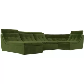 П-образный модульный диван Холидей Люкс (микровельвет зеленый) Лига Диванов 105588