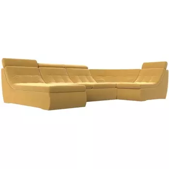 П-образный модульный диван Холидей Люкс (микровельвет желтый) Лига Диванов 105587