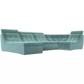 П-образный модульный диван Холидей Люкс (велюр бирюзовый) Лига Диванов 105579