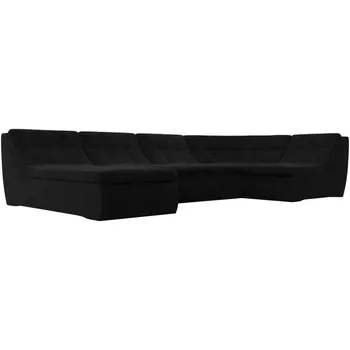 П-образный модульный диван Холидей (микровельвет черный) Лига Диванов 101857