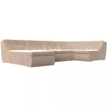 П-образный модульный диван Холидей (велюр бежевый) Лига Диванов 101846