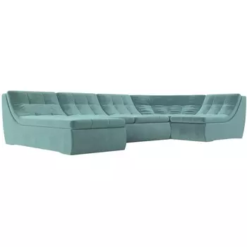 П-образный модульный диван Холидей (велюр бирюзовый) Лига Диванов 101847