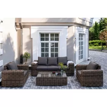 "Палермо" лаунж-зона из искусственного ротанга, цвет соломенный 4SIS арт.УТ-00008190