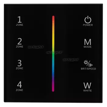 Панель Sens SMART-P30-RGBW Black (230V, 4 зоны, 2.4G) (Arlight, IP20 Пластик, 5 лет) 027104