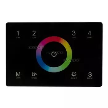 Панель Sens SMART-P83-RGB Black (230V, 4 зоны, 2.4G) (Arlight, IP20 Пластик, 5 лет) 028403