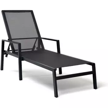 "Парма" шезлонг из алюминия темно-серый (RAL7024) муар, ткань текстилен серая 4SIS арт.УТ-00007159