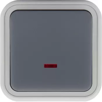 Переключатель 1-клавишный накладной с подсветкой, цвет серый Donel W55 DIP30640