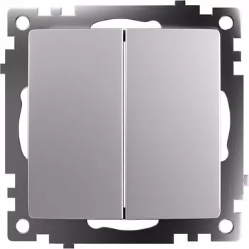 Переключатель двухклавишный (серебро) Stekker Катрин 49168