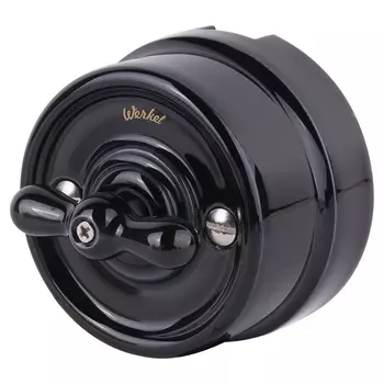 Переключатель / выключатель одноклавишный (черный) Ретро Werkel W5612008 (a051454)