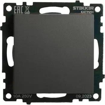 Переключатель одноклавишный перекрестный (графит) Stekker Катрин 49416