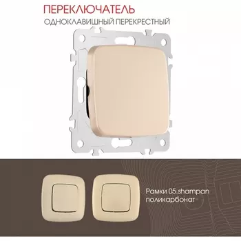 Переключатель одноклавишный перекрёстный (шампань) Arte Milano am-205 205.34-1.shampan