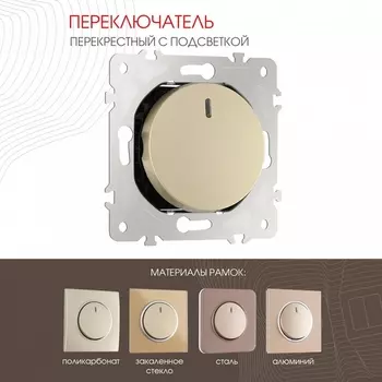 Перекрестный переключатель одноклавишный с подсветкой Arte Milano am-202 202.35-1.shampan