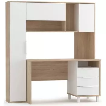 Письменный стол Woodville Комфорт 12.95 дуб сонома / белый PE шагрень 415713