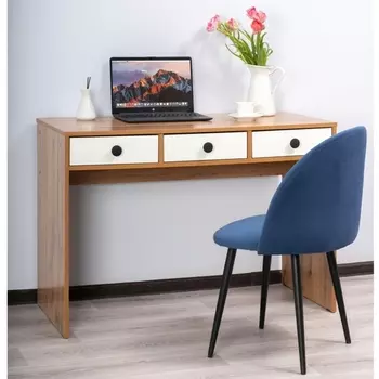 Письменный стол Woodville Николетта 3 ящика белое тиснение / дуб вотан 553746